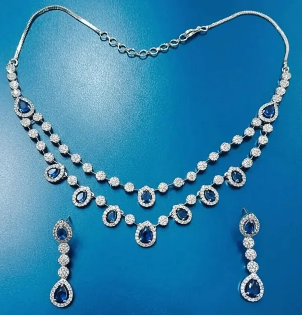 Silver_Blue_Stone_Layered_Crystal_Necklace_Set_For_Women