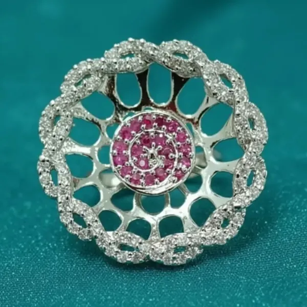 Silver_Pink_Stone_Floral_Filigree_Ring_For_Women