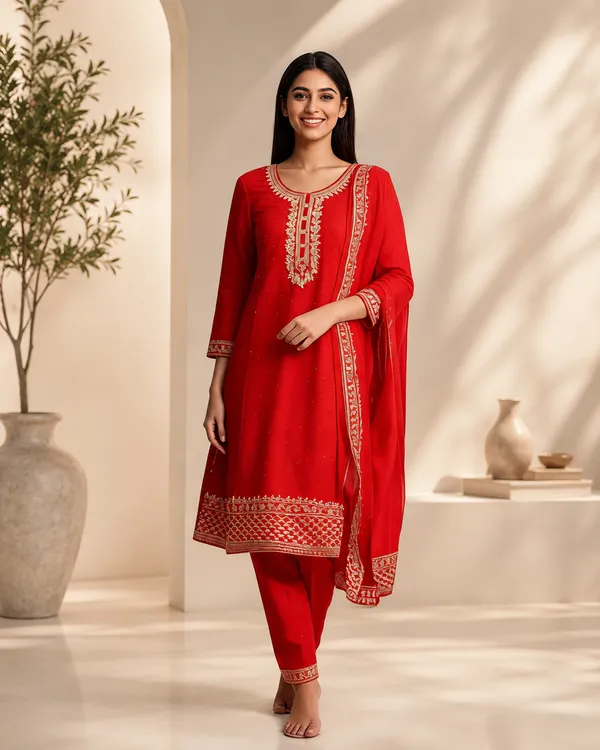 Red_Cotton_Fabric_Suit_For_Women