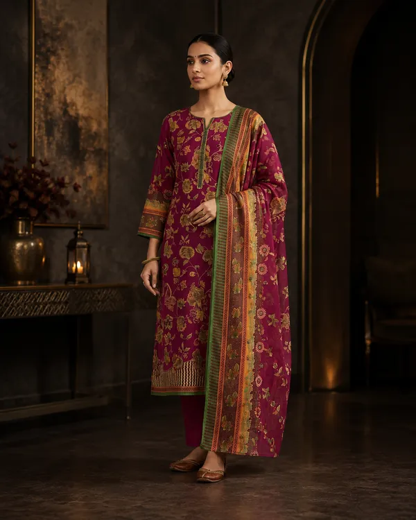 Maroon_Cotton_Unstitched_Suit_For_Women