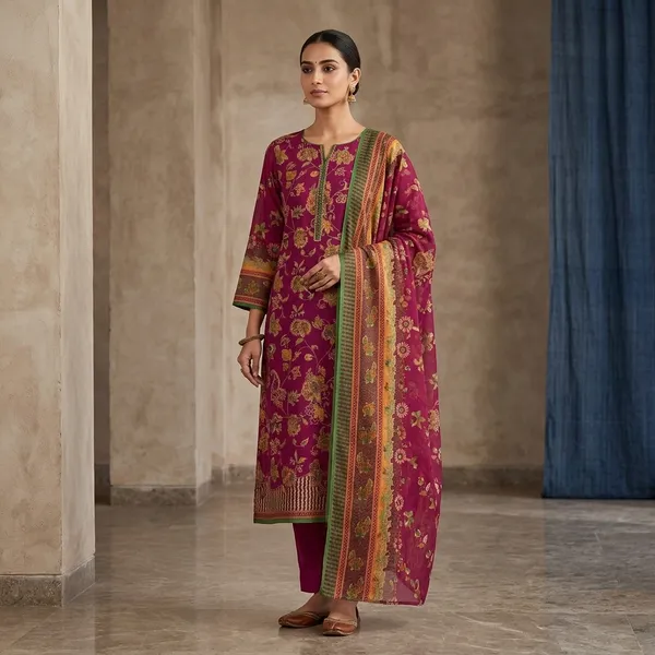 Maroon_Cotton_Unstitched_Suit_For_Women