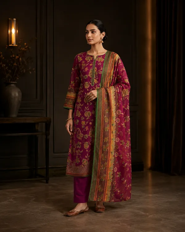 Maroon_Cotton_Unstitched_Suit_For_Women