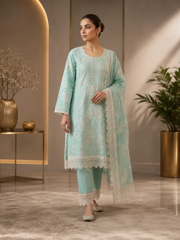 Green_Pure_Cotton_Unstitched_Suit_For_Women