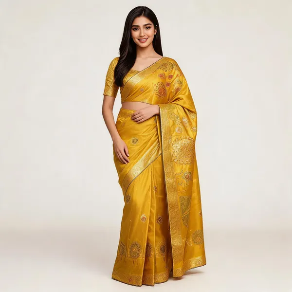 Mustard_Yellow_Silk_Fabric_Saree_For_Women