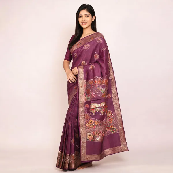 Wine_Silk_With_Buta_Saree_For_Women
