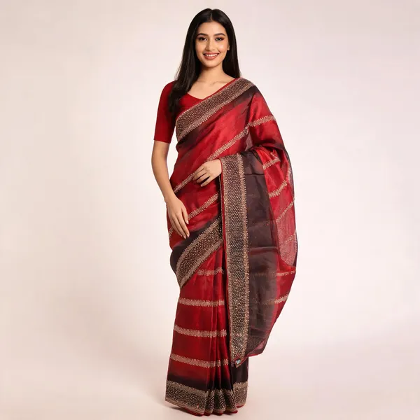 Red_And_Maroon_Frendy_Silk_Saree_For_Women
