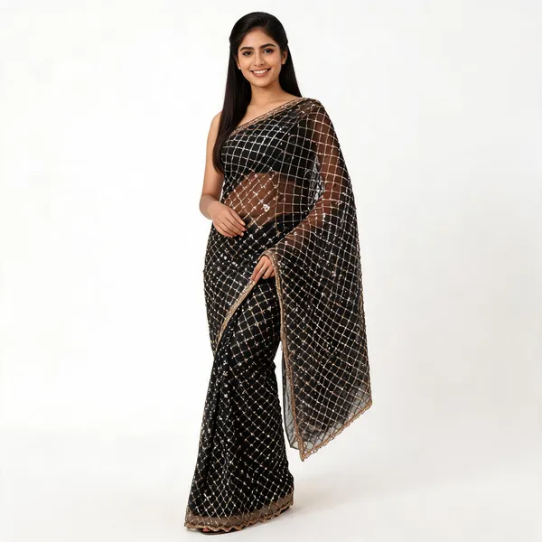 Black_Net_With_Hand_Work_Saree_For_Women