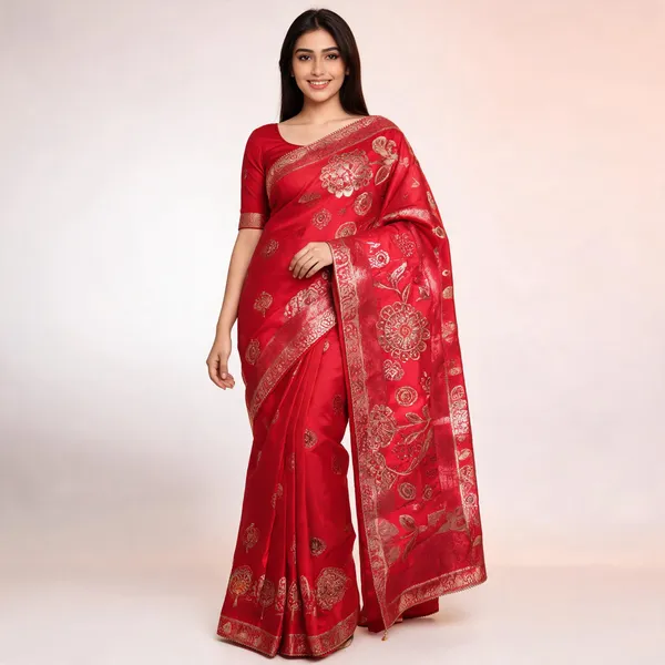 Red_Satin_Silk_Saree_For_Women