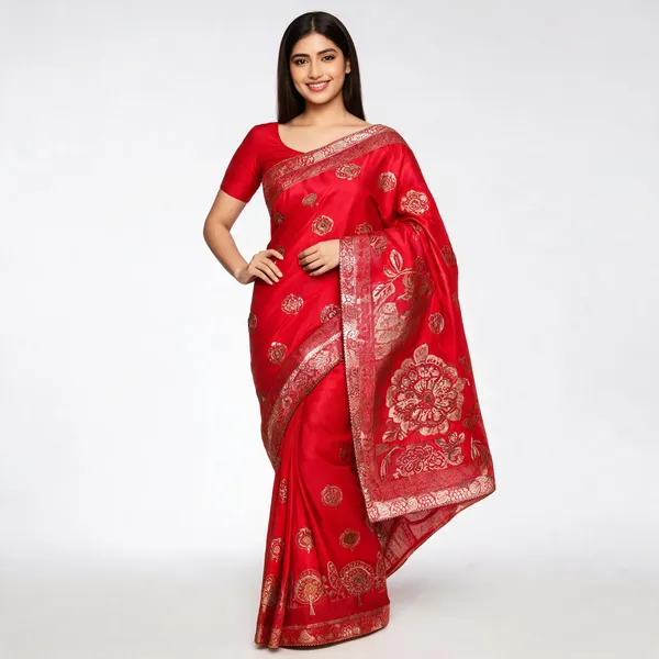 Red_Satin_Silk_Saree_For_Women