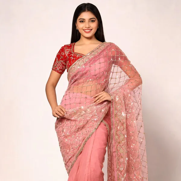 Light_Pink_Net_With_Handwork_Jaal_Work_Saree_For_Women