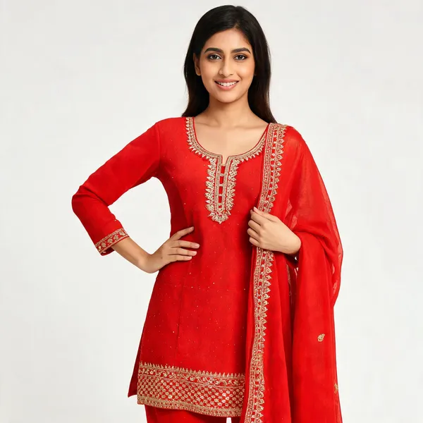 Red_Cotton_Fabric_Suit_For_Women