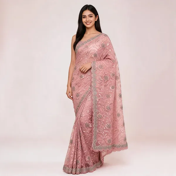 Light_Pink_Net_Saree_For_Women