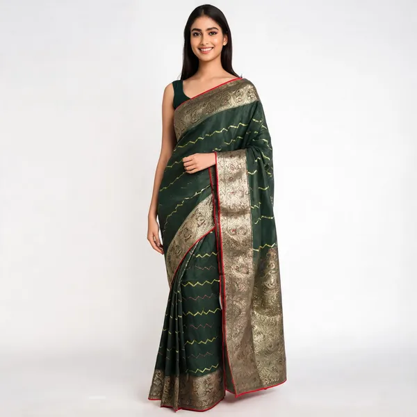 Bottle_Green_Cotton_Silk_Saree_For_Women
