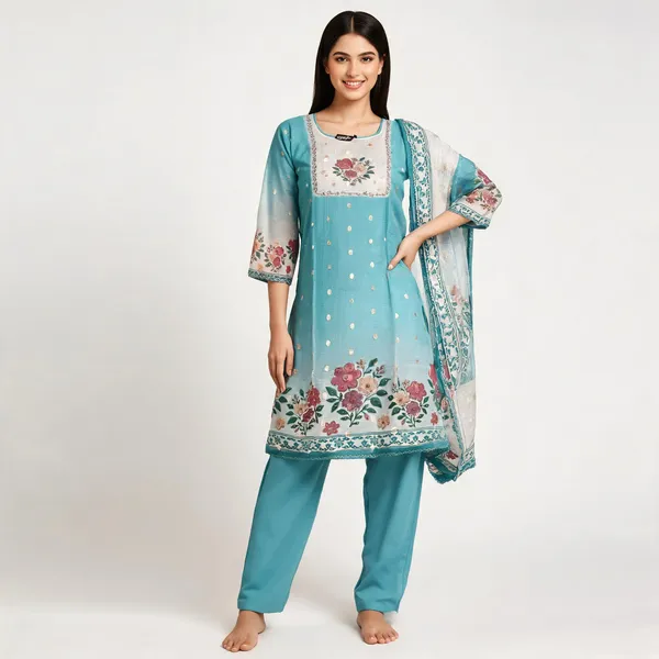 Turquoise_Chanderi_Suit_For_Women