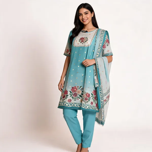 Turquoise_Chanderi_Suit_For_Women