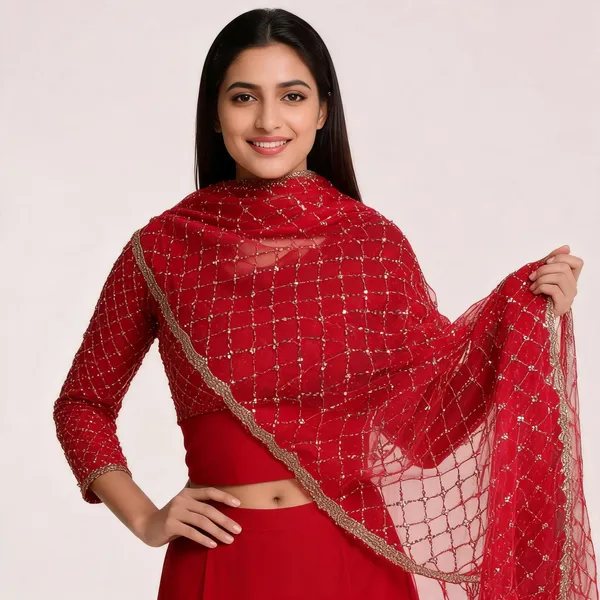 Red_Net_Saree_For_Women