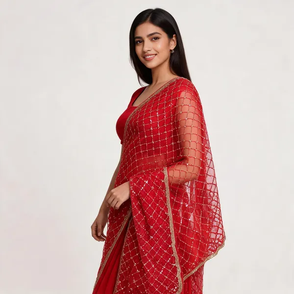 Red_Net_Saree_For_Women