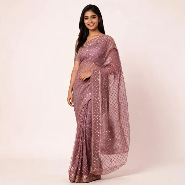 Light_Pink_Net_Saree_For_Women