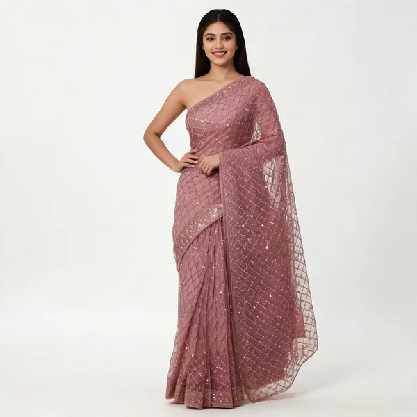 Light_Pink_Net_Saree_For_Women