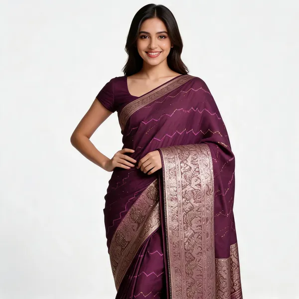 Wine_Cotton_Silk_Saree_For_Women