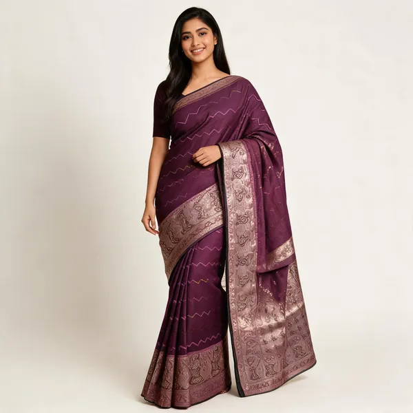 Wine_Cotton_Silk_Saree_For_Women