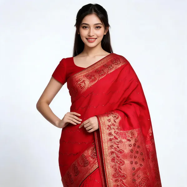 Red_Cotton_And_Silk_Saree_For_Women