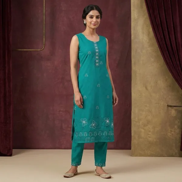 Teal_Green_Pure_Cotton_Co-Ord_Set_For_Women