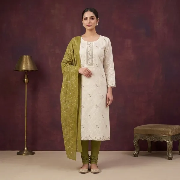 Mehendi_Green_Pure_Cotton_Unstitched_Suit_For_Women