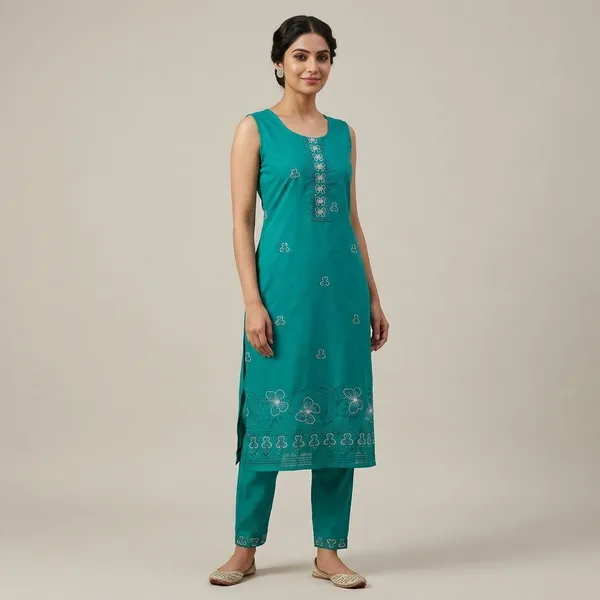 Teal_Green_Pure_Cotton_Co-Ord_Set_For_Women