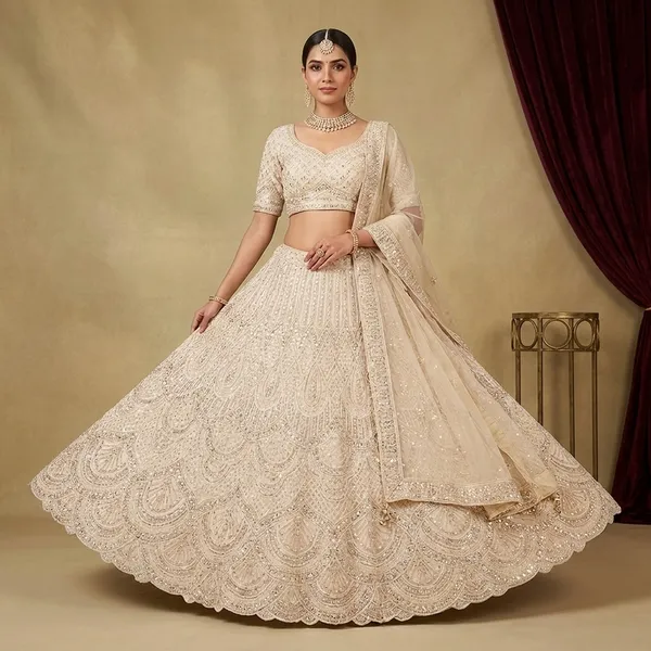 Ivory_Full_Hand_Work_With_Net_Lehenga_For_Women