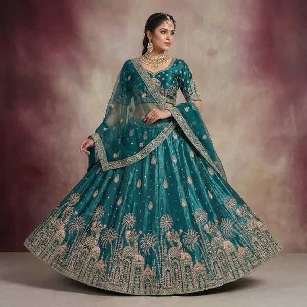 Teal_Blue_Frendy_Silk_Lahnga_Lehenga_For_Women