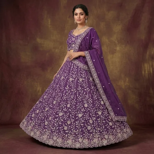 Purple_Frendy_Silk_With_Hand_Work_Lehenga_For_Women