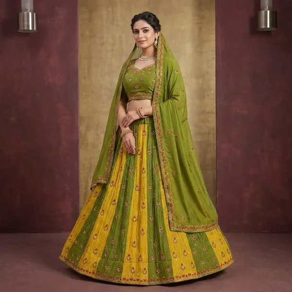 Green_Silk_Banarasi_Lahnga_Lehenga_For_Women