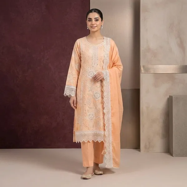 Orange_Pure_Cotton_Unstitched_Suit_For_Women