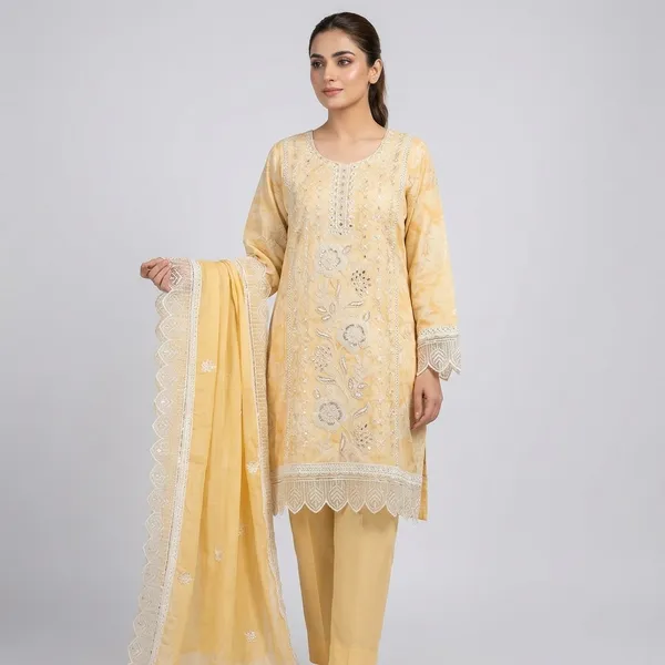 Yellow_Pure_Cotton_Unstitched_Suit_For_Women