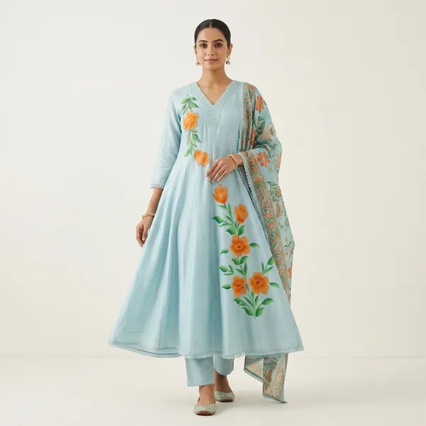 Light_Blue_Mal_Cotton_Kurti_Set_For_Women