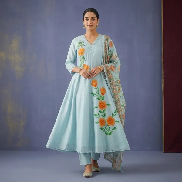 Light_Blue_Mal_Cotton_Kurti_Set_For_Women