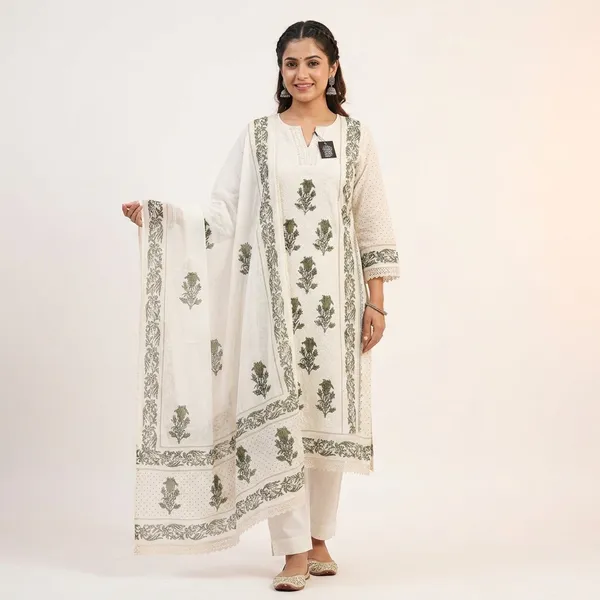 Green_Pure_Cotton_Chikankari_Work_Unstitched_Suit_For_Women