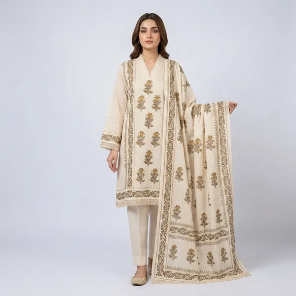 Mustard_Yellow_Pure_Cotton_Chikankari_Work_Unstitched_Suit_For_Women