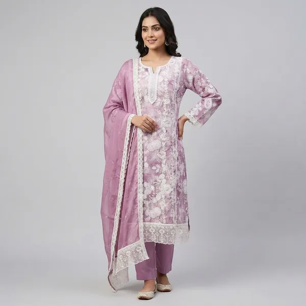 Light_Purple_Pure_Cotton_Kurti_Set_For_Women