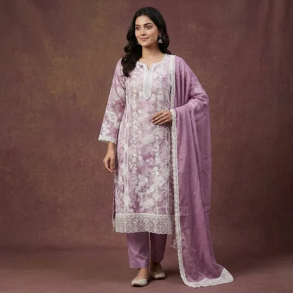 Light_Purple_Pure_Cotton_Kurti_Set_For_Women