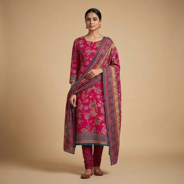 Dark_Pink_Cotton_Unstitched_Suit_For_Women