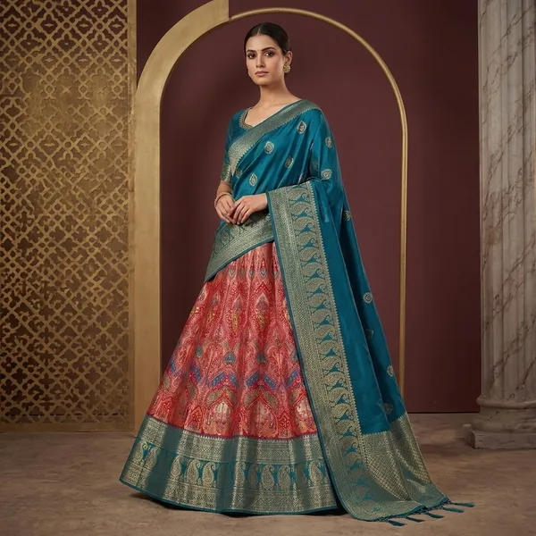 Red_Silk_Banarasi_Lahnga_Lehenga_For_Women