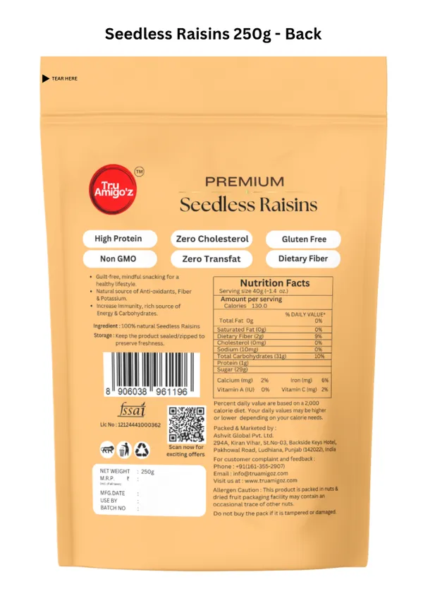 Tru_Amigo'z_Premium_Seedless_Raisins_250_G_Pack_Of_2