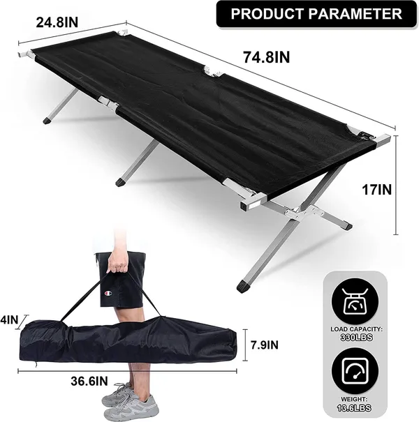 Black_Folding_Camping_Cot_With_Carry_Bag