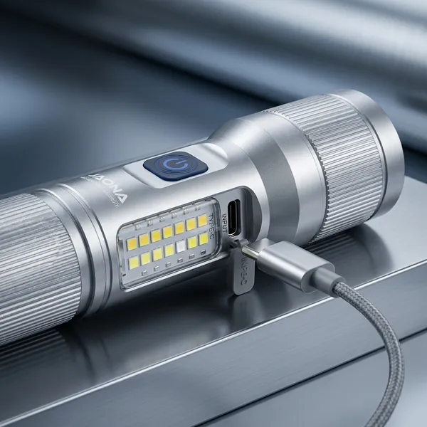 Jaona_Silver_Multi-Function_Rechargeable_Led_Flashlight