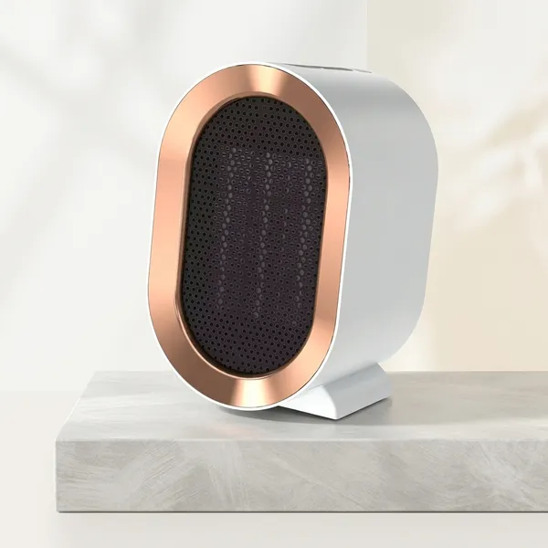 White_Portable_Desktop_Space_Heater_With_Rose_Gold_Trim