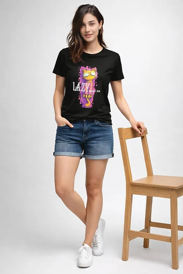 Product_Summary_Trendnear_100_Cotton_Graphic_Printed_T_Shirt_Round_Neck_With_Full_Sleeve_Lazy_Mode_On_Print_Tshirt_Casual_Soft_Breathable_Relaxed_Fit_Tshirts_For_Womens_In_Alpha_Black