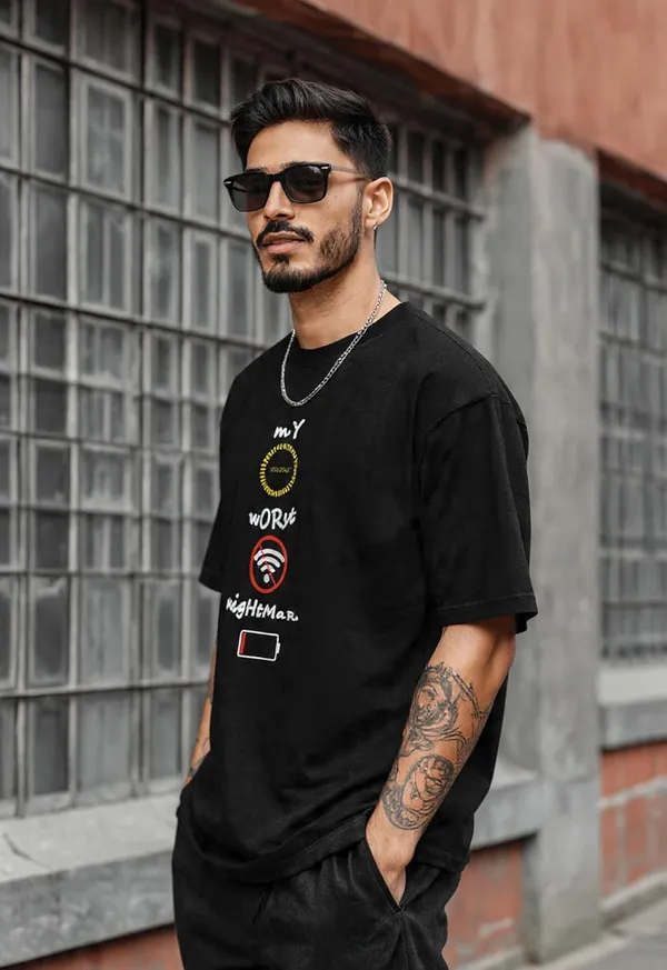 Cotton_Graphic_Printed_Oversized_T_Shirt_Round_Neck_With_Half_Sleeve_My_Worst_Nigtmare_Print_Tshirt_Soft_Breathable_Relaxed_Fit_Drop_Shoulder_Tshirts_For_Mens
