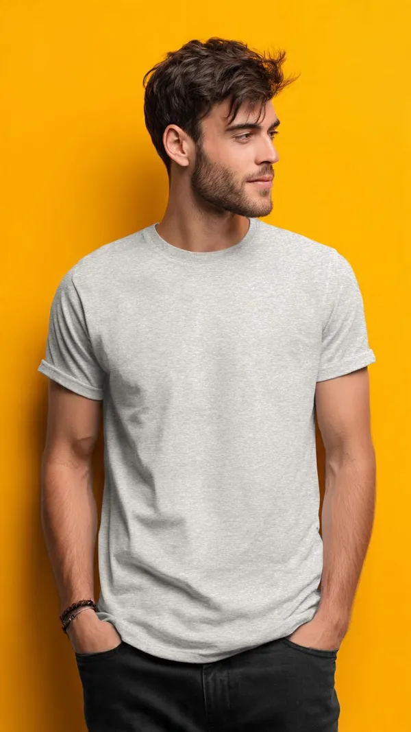 Product_Summary_Trendnear_Mens_100_Cotton_Plain_T_Shirt_Round_Neck_Half_Sleeve_Light_Dark_Grey_Melange_Regular_Fit